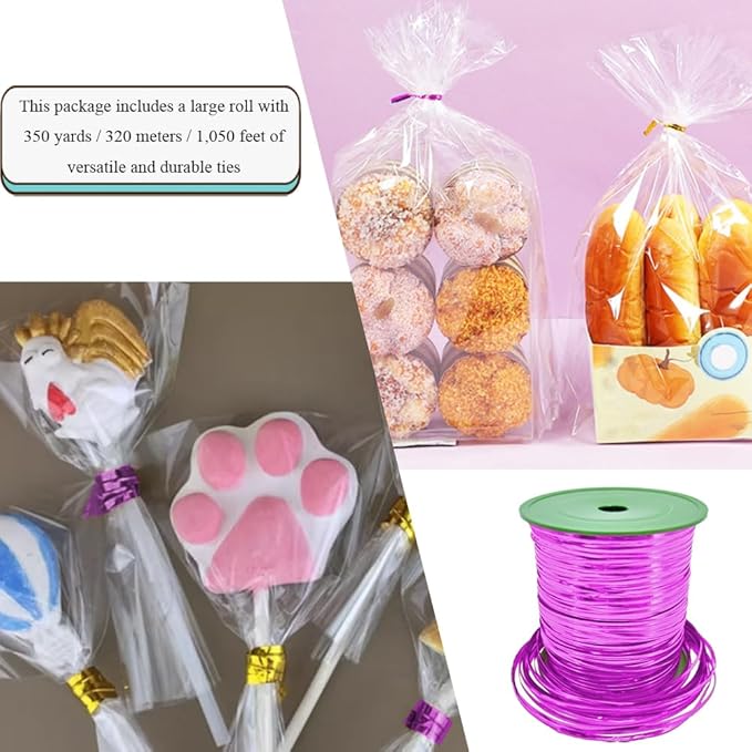 HAHIYO 350Yards/1050Feet/320M Rose Red Metal Twist Ties for Bread Candy Coffee Plant Garden Cellophane Treat Bags Gift Wrapping Plastic Halloween Party Cake and Craft Projects