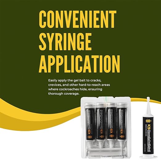Cockroach Killer Indoor Home Gel (8 PCS) - Combat Gel Alternative with Fipronil 0.05% | Roach Bait Station for Pest Control | 97% Efficacy for American Roaches (99% for German)