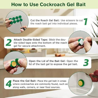 16 Pack Cockroach Gel Bait, Highly Effective Roach Killer Indoor Infestation Solution, Fast Acting Cockroach Killer Indoor Home Kitchen Use, Easy to Apply & No Mess Roach Bait, Long-Lasting