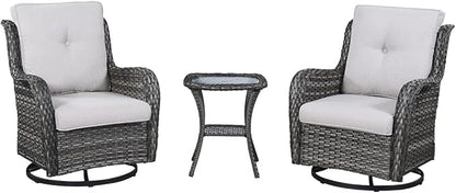 HUMMUH Outdoor Furniture Patio Furniture Set 7 Pieces Wicker Outdoor Sectional Sofa with Swivel Rocking Chairs,Patio Ottomans,Coffee Table,Side Table