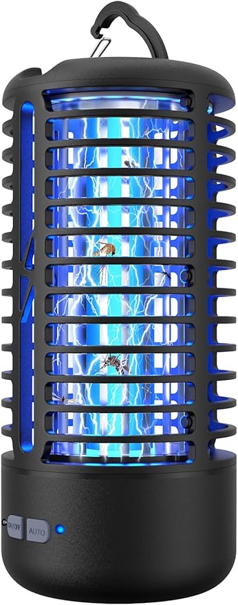 Rechargeable Bug Zapper （2 Pack）, Portable Electric Mosquito Killer for Indoor & Outdoor Fly Trap for Camping, Patio, Garden, Kitchen, and Porch (Black)