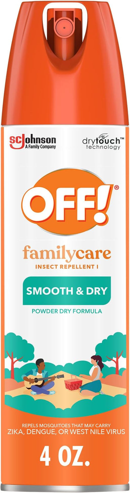 OFF! FamilyCare Insect & Mosquito Repellent Aerosol, Smooth and Dry Formula Bug Spray, Provides up to 6 Hours of Protection, 4 oz