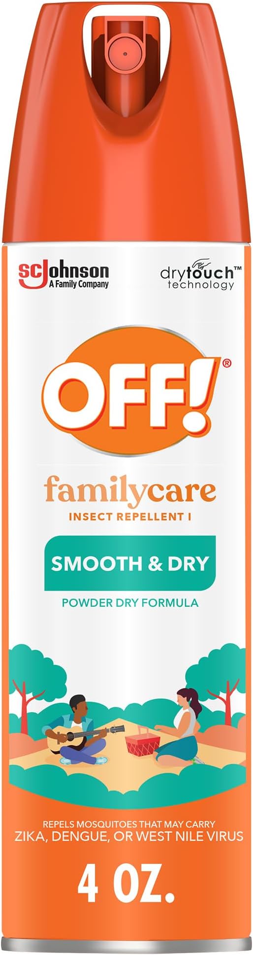 OFF! FamilyCare Insect & Mosquito Repellent Aerosol, Smooth and Dry Formula Bug Spray, Provides up to 6 Hours of Protection, 4 oz