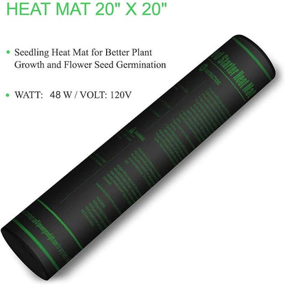 iPower 2-Pack 40-108 Degrees Fahrenheit Digital Heat Mat Thermostat Controller and 20" x 20" Hydroponic Seeding Warm Pad Plant Starting Kit Combo