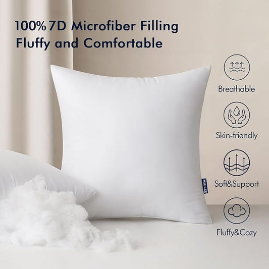 MIULEE Pack of 4 20x20 Inch Outdoor Pillow Inserts Waterproof Decorative Throw Pillow Insert, Square Lumbar Garden Pillow Form for Patio Sofa Couch