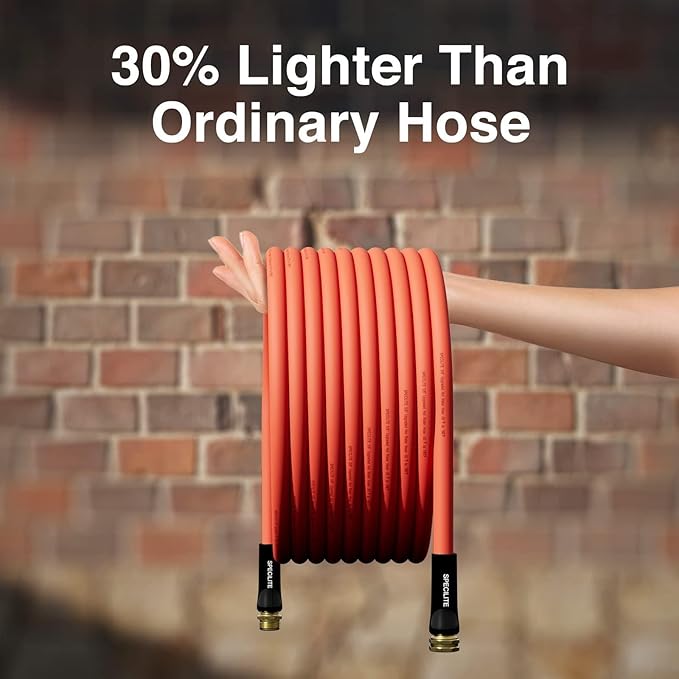 SPECILITE 3/4" Hot/Cold Garden Water Hose 50 ft, -50℉-190℉,Flexible & Lightweight With 3/4" Brass Fittings for Yard, Outdoor, Farm, Red