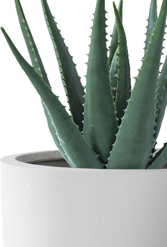 Kante 13",11",9" Dia Pure White Concrete Round Planters (Set of 3), Outdoor Indoor Modern Planter Pots, Lightweight, Weather Resistant, Seamless with Drainage Hole