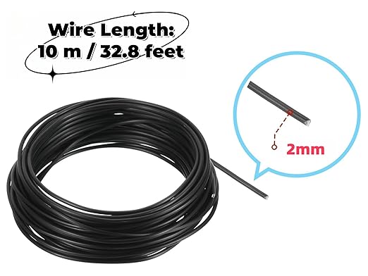 Bonsai Training Wire Black Floral Wire 10m/32.8feet Bonsai Training Wire Stems Anodized Aluminum Tree Wire for Plants Gardening Branch Fixing Horticulture Landscape,2mm