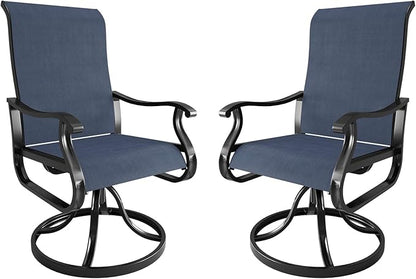 Amopatio Patio Swivel Chairs Set of 2, Outdoor Swivel Rocker Dining Chairs with All Weather Textilene High Back & Metal Frame, for Backyard Deck Lawn Garden, Navy Blue