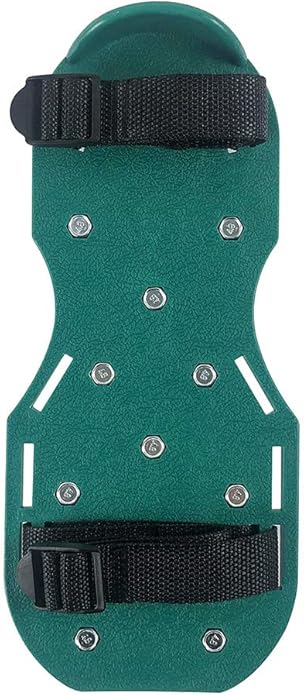 QWORK Gunite Spiked Shoes With 3/4” Short Spikes Perfect For Epoxy Floor, Overlays, Cover Installation, Green Color (Pair)