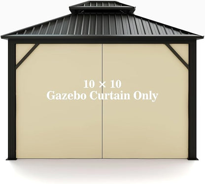 Gazebo Universal Replacement Privacy Curtain – Hugline 10' x 10' Gazebo Side Wall Outdoor Privacy Panel with Zipper (Beige)