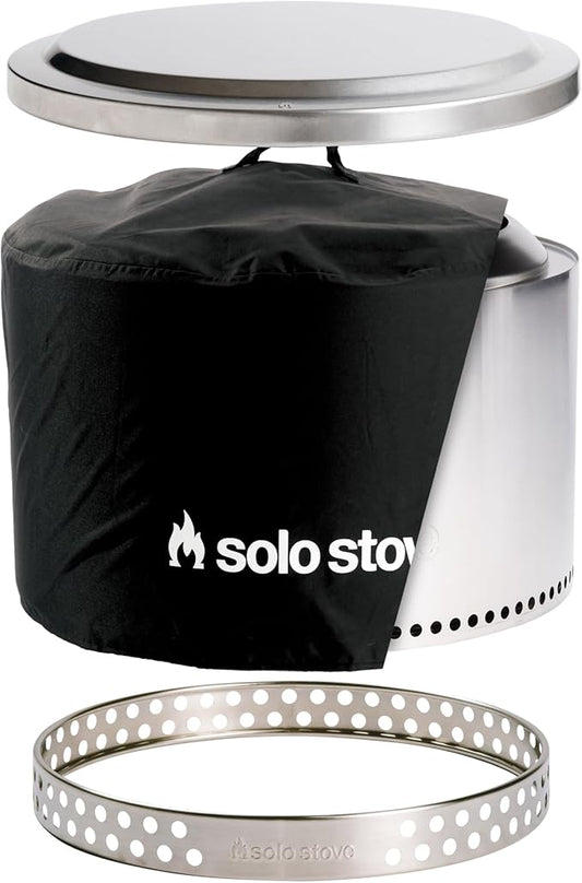 Solo Stove Yukon Amazon Exclusive Bundle | Smokeless Fire Pit with Stand, Lid & Shelter | Wood Burning Stainless Steel Campfire Pit with Ash Pan | Ideal for 6+ People | 27in Dia, 19in H, 59lbs