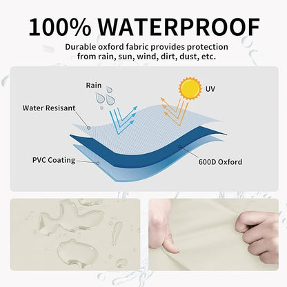 Easy-Going Waterproof Outdoor Couch Cover, Heavy Duty 3-Seater Patio Sofa Cover, Winchdproof Outdoor Furniture Cover with Air Vent (88Wx40Dx33H inch, Beige/Dark Brown)