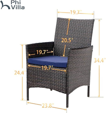 PHI VILLA Outdoor Rattan Chairs, 4 Pieces Modern Heavy Duty Wicker Armchair with Removable Cushion for Patio, Deck, Porch, Balcony