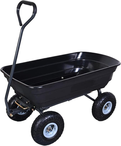 AAIN 600 Lbs Poly Garden Dump Cart,Camping Beach Wagon with 180° Rotating Handle and 10"Pneumatic Tires,Practical Heavy Duty Yard carts and Wagons,Quick Release Utility Wheel Barrow Trolley,Green A078