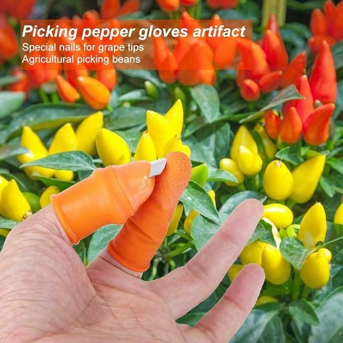 1Set Orange Gardening Silicone Thumb Knife with Finger Cots Thumb Knife Picker for Fruits (5.3x2.7cm)