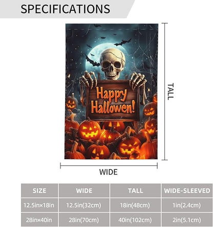 Halloween Skull Garden Flag Vertical Double Sided Outdoor Yard Flags 12.5x18 Inch Burlap Banners for House Lawn