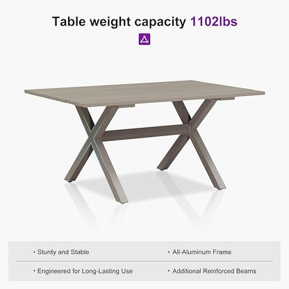 PURPLE LEAF Outdoor Dining Set for 4 All-Weather 5 Pieces Patio Aluminium Dining Table and Rope Weave Chairs Included Cushions for Backyard Deck Indoor Kitchen Modern Patio Furniture Set Champagne