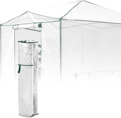 EAGLE PEAK Replacement Cover for 12x8 Portable Walk-in Pop up Greenhouse, Front and Rear Roll-Up Zipper Entry Doors and 4 Large Roll-Up Side Windows (Frame Not Included), White