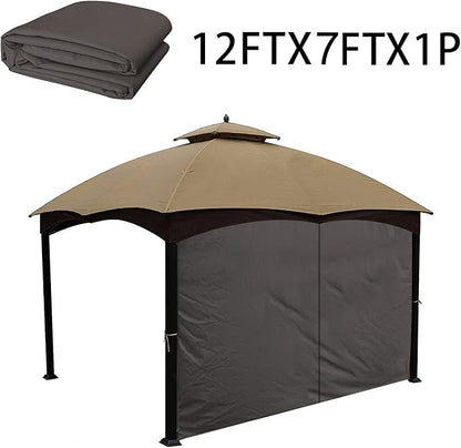 Gazebo Universal Replacement Privacy Curtain – Hugline 10' x 12' Gazebo Side Wall Outdoor Privacy Panel with Zipper (Brown)