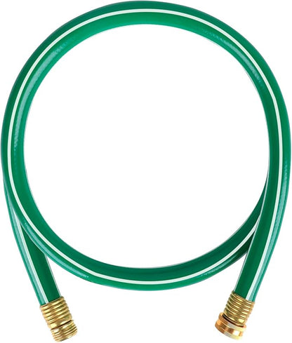 Worth Short Lead-in Green Garden Hose 5/8 in. x 6 ft. -Kink Free, No Leaking, Male/Female Fittings -Heavy Duty Durable Flexible Lightweight Water Pipe -Brass Aluminum Ends for Household & Yard Use