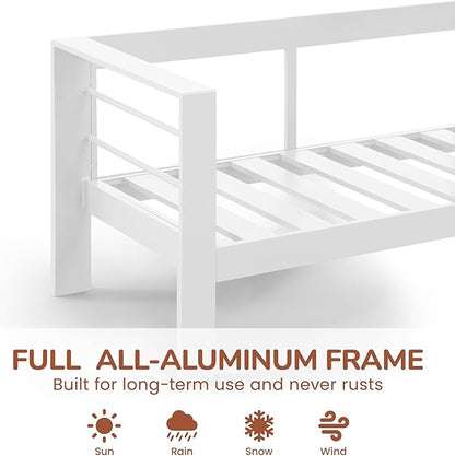 Solaste Aluminum Patio Furniture Set for All Weather, Oversized Metal Outdoor Furniture Set with 27.5" Deep Seating and 3.2" Wide Armrest, Outdoor Patio Conversation Set with 5" Cushion, White