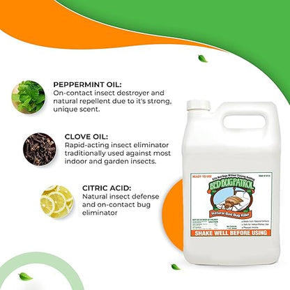 Natural Bed Bug Killer Spray – 4 Gallon Value Pack (512oz) – Child & Pet Friendly, Non-Toxic Pest Control for Mattresses, Hotels, Vehicles, Offices, Furniture & Carpets