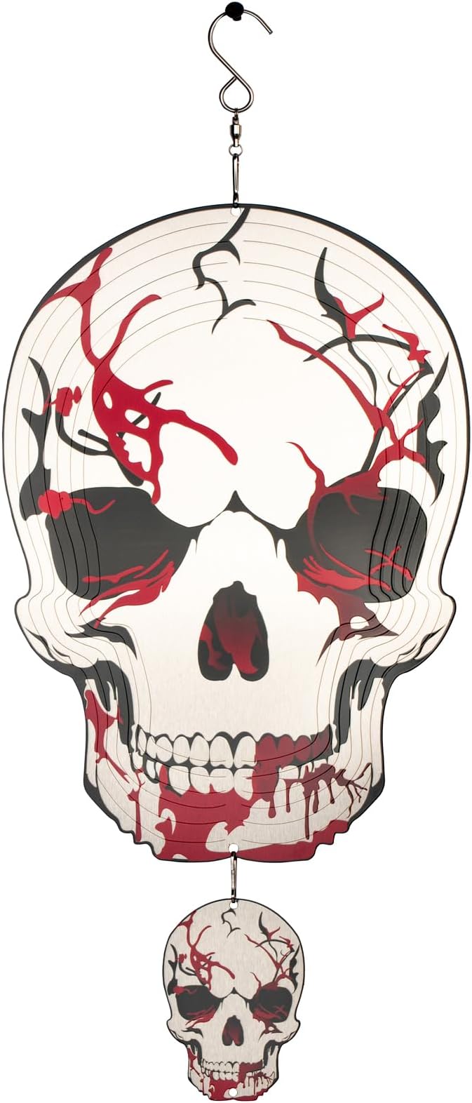 Skull Wind Spinner Halloween Decor 12inch Stainless Steel Garden Wind Spinner Outdoor 3D Kinetic Hanging Wind Sculptures Metal Yard Art Unique Gift Home Decorations
