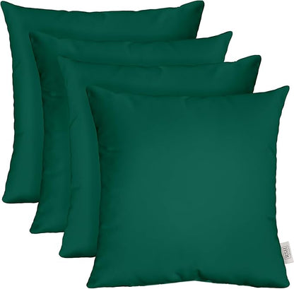 RSH DECOR: Sunbrella Square Throw Pillows Set of 4 | 17" x 17" | Water and Fade-Resistant Performance Fabric | Outdoor Pillow Covers with Down-Alternative Inserts | Canvas Forest Green