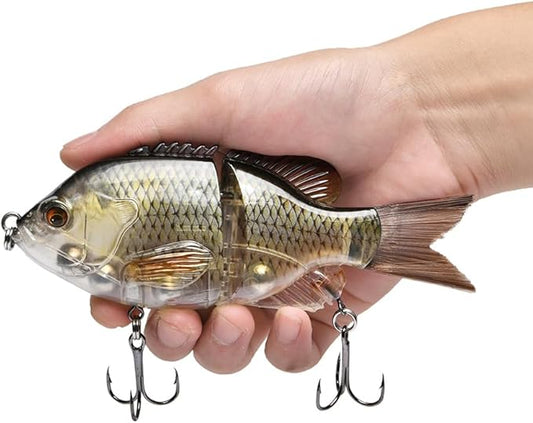 5.9in Multi Jointed Swimbait Fishing Lures Bait,2 Segment Big Giant Sinking Fishing Bass Lures,Crankbaits Swimbaits with Treble Hook