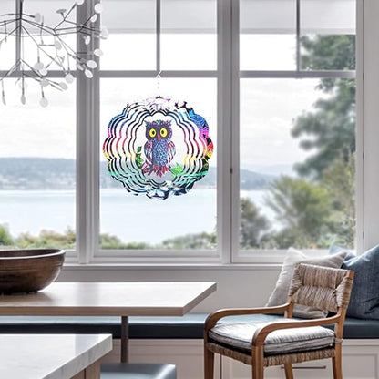 Owl Wind Spinner,Yard Art Garden Decor Owl Wind Spinners Outdoor Metal 3D Kinetic Sculptures Stainless Steel Wind Spinners Outdoor Indoor Clearance Ornaments Gifts Unique Spinners for Yard