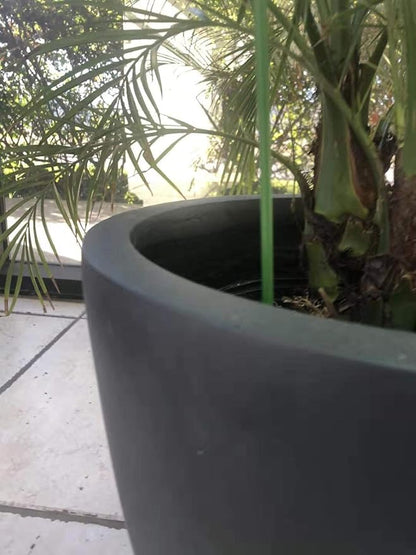 Kante 18 Inch Dia Round Concrete Planter, Indoor Outdoor Large Plant Pot with Drainage Hole and Rubber Plug for Home Patio Garden, Charcoal