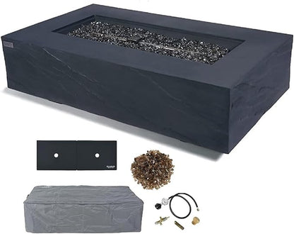 AMS Fireplace | Elementi Plus | Cape Town | 56" Rectangular Slate Black Concrete Propane Gas Fire Pit Table