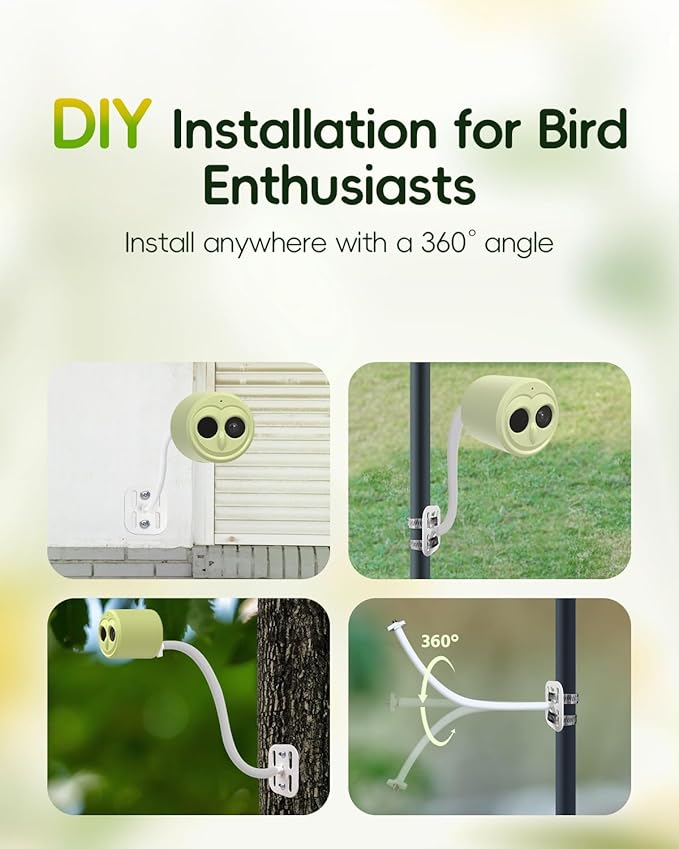 Hibird 4K HD Smart Bird Feeder Camera Solar Powered, 2.4G/5G Dual WiFi Wireless Outdoor, 6X Slow Motion Auto Bird Video Capture, Instant Notifications, AI Identify 10000+ Species for Everyone