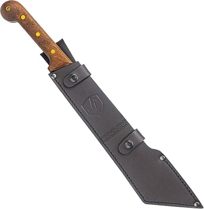 Condor Tool & Knife Argyll Scottish Heavy Duty Machete - 1075 High Carbon Steel - Walnut Handle - Hand Crafted Welted Leather Sheath - Cutlass Machete - 4.5mmThick - 12.21in Blade - 27.87oz