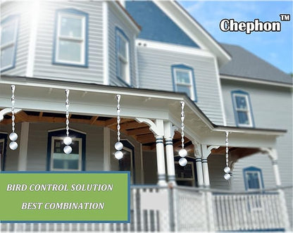 Bird Scare Rods with Reflective Discs Reflectors - Bird Spinner Scare Device of Twisting Rods and Disks to Keep Birds Away Like Woodpecker and Pigeon - 6 Pack