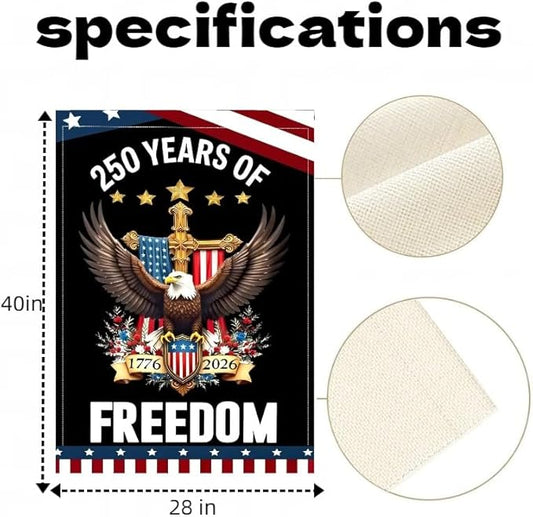 250 Years America Garden Flag,250th Anniversary USA Patriotic Banner Double-Sided with Eagle Design, 1776-2026 Commemorative (B_2.33 x 3.33 ft)