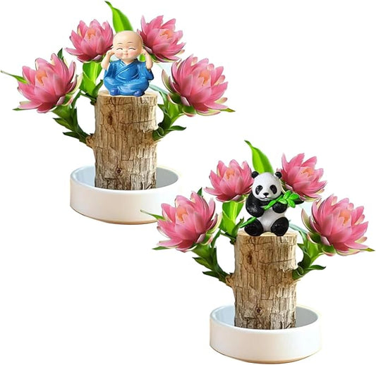 Brazilian Lucky Wood Kit with Monk, Grow Your Own Luck,Easy to Maintain Mini Brazil Woods for Indoor/Outdoor, Bedroom, Kitchen, Office Desk, Garden and Other Decorations (3B)