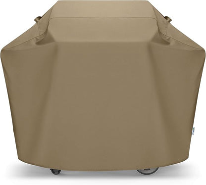 SunPatio Gas Grill Cover 60 Inch, Heavy Duty Waterproof Outdoor Barbecue Cover with Sealed Seam, FadeStop Material, All Weather Resistant Compatible for Weber CharBroil Nexgrill Grills and More, Taupe