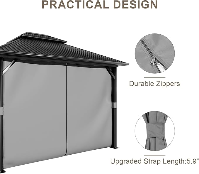BPS 12' x 12' Gazebo Curtain Privacy 4-Panel Sidewall Outdoor Replacement Shade (Only Curtain)