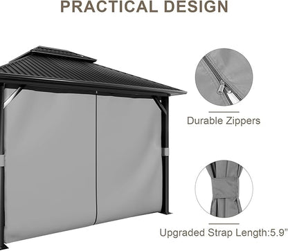 BPS 12' x 14' Gazebo Curtain Privacy 4-Panel Sidewall Outdoor Replacement Shade (Only Curtain)