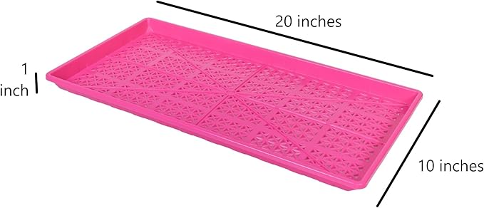 SUNPACK 10" x 20" Heavy Duty Mesh Plastic Seed Starting Tray, Magenta, 1" (Pack of 30) - Ensures Water Drainage and Aeration, Perfect for Greenhouses or Indoor Gardening