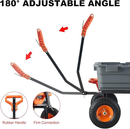 Garden Dump Cart,800lbs Heavy Duty Poly Yard Dump Garden Cart,with 10-Inch Tires,180° Rotating Handle,Steel Frame and Quick Release System for Garden,Lawn,Barn,Farm