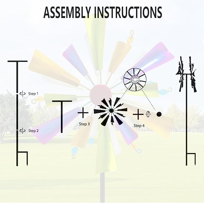 45" Rainbow Wind Spinners for Yard and Garden, Double Layered Metal Kinetic Wind Spinner Outdoor Decor, Wind Sculpture Yard Art Decorations for Patio, Lawn & Garden