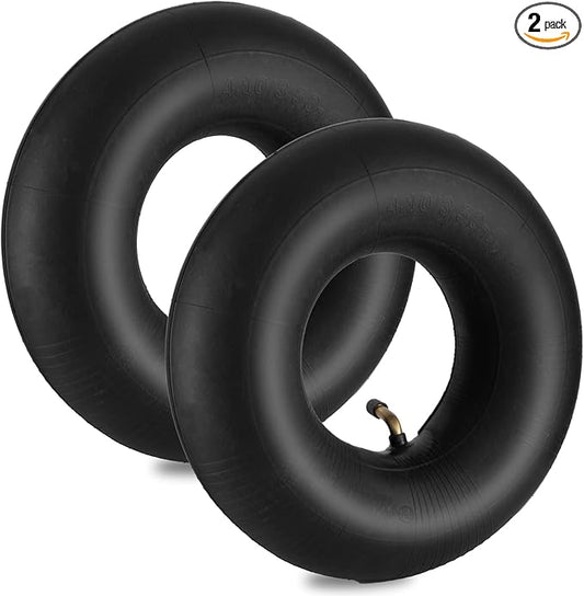 4.10/3.50-4 Inner Tube with Bent Valve Stem (2-Pack) - Heavy Duty Replacement Tire Tubes for Wheelbarrows, Mowers, Hand Trucks, Yard Trailers