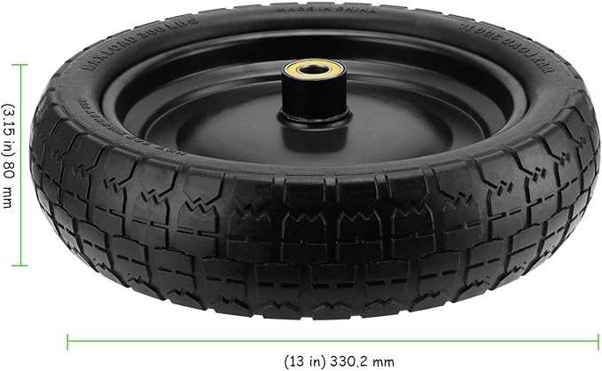 2 Pack 13 Inch Flat-Free Tires for Gorilla Cart, Heavy Duty Solid Replacement Wheels With 5/8 Inch Bearings for Wheelbarrow, Trolleys, Hand Trucks, Utility Carts