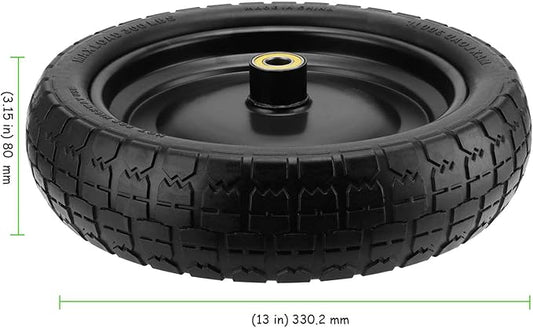 2 Pack 13 Inch Flat-Free Tires for Gorilla Cart, Heavy Duty Solid Replacement Wheels With 5/8 Inch Bearings for Wheelbarrow, Trolleys, Hand Trucks, Utility Carts