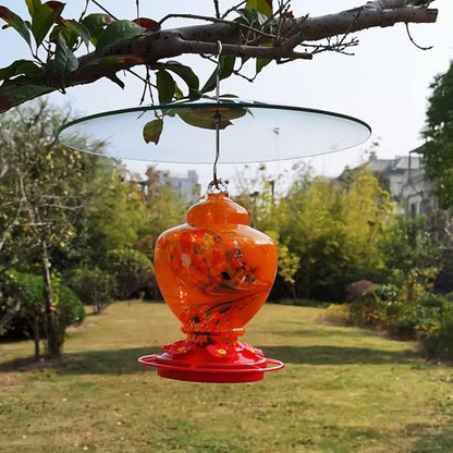 13" Glass Rain Cover for Bird Feeder Outdoors - Baffle on Shepherd Pole/Post or S Hook Hanging - Large Weather Guard Protective Dome - Clear (Dia. 33CM)