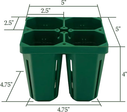 Vego garden Jumbo Seedling Trays Without Lids, 32 Pack Reusable Propagator Growing Starter Tray for Larger Plants, Heavy-Duty Plastic Germination Trays (4-Cell per Tray)