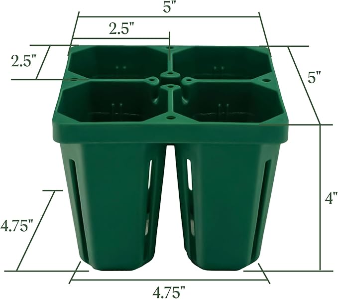 Vego garden Jumbo Seedling Trays Without Lids, 64 Pack Reusable Propagator Growing Starter Tray for Larger Plants, Heavy-Duty Plastic Germination Trays (4-Cell per Tray)